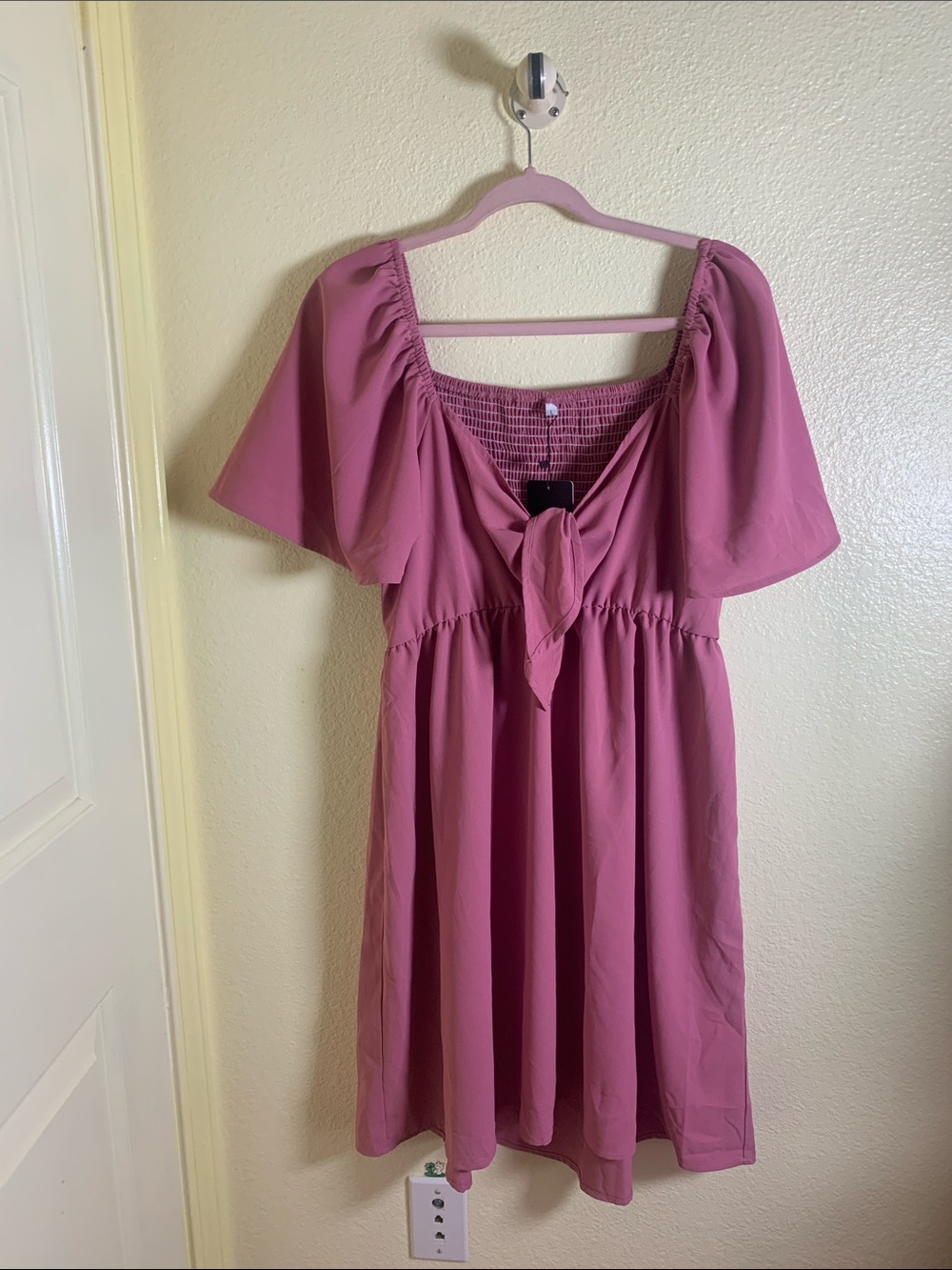 NWOT Mauve Tie-Front Midi Dress, Size L